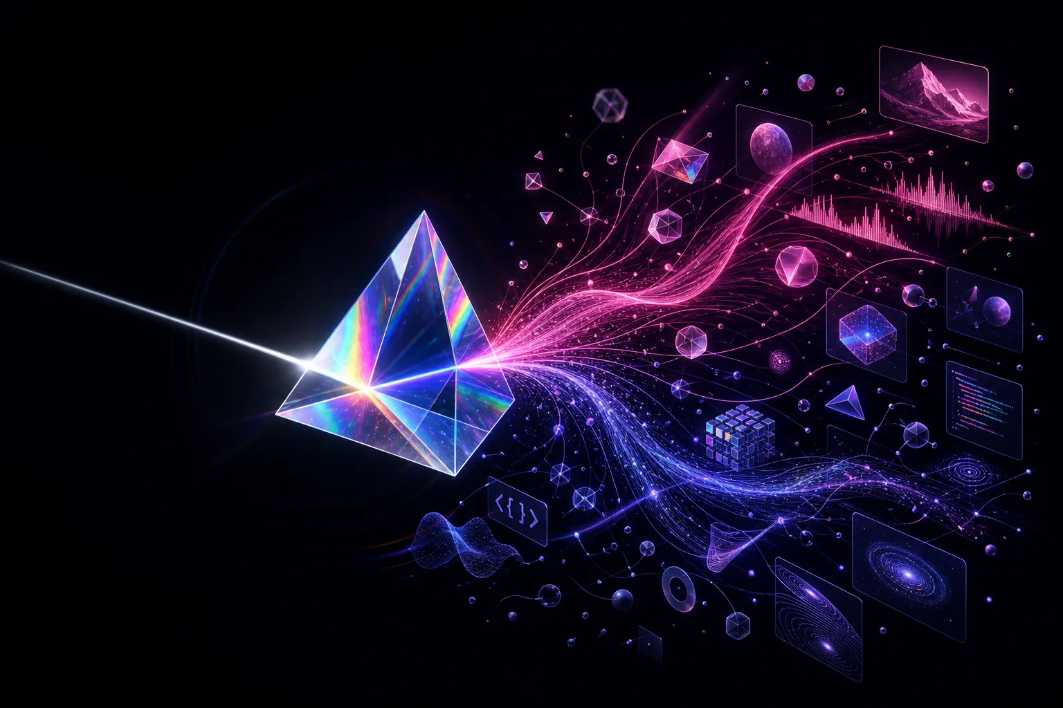 Holographic prism splitting light into branching reasoning paths